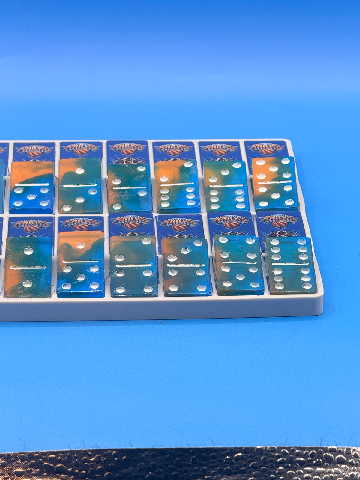 Blue & Orange Basketball Custom Resin Domino Set