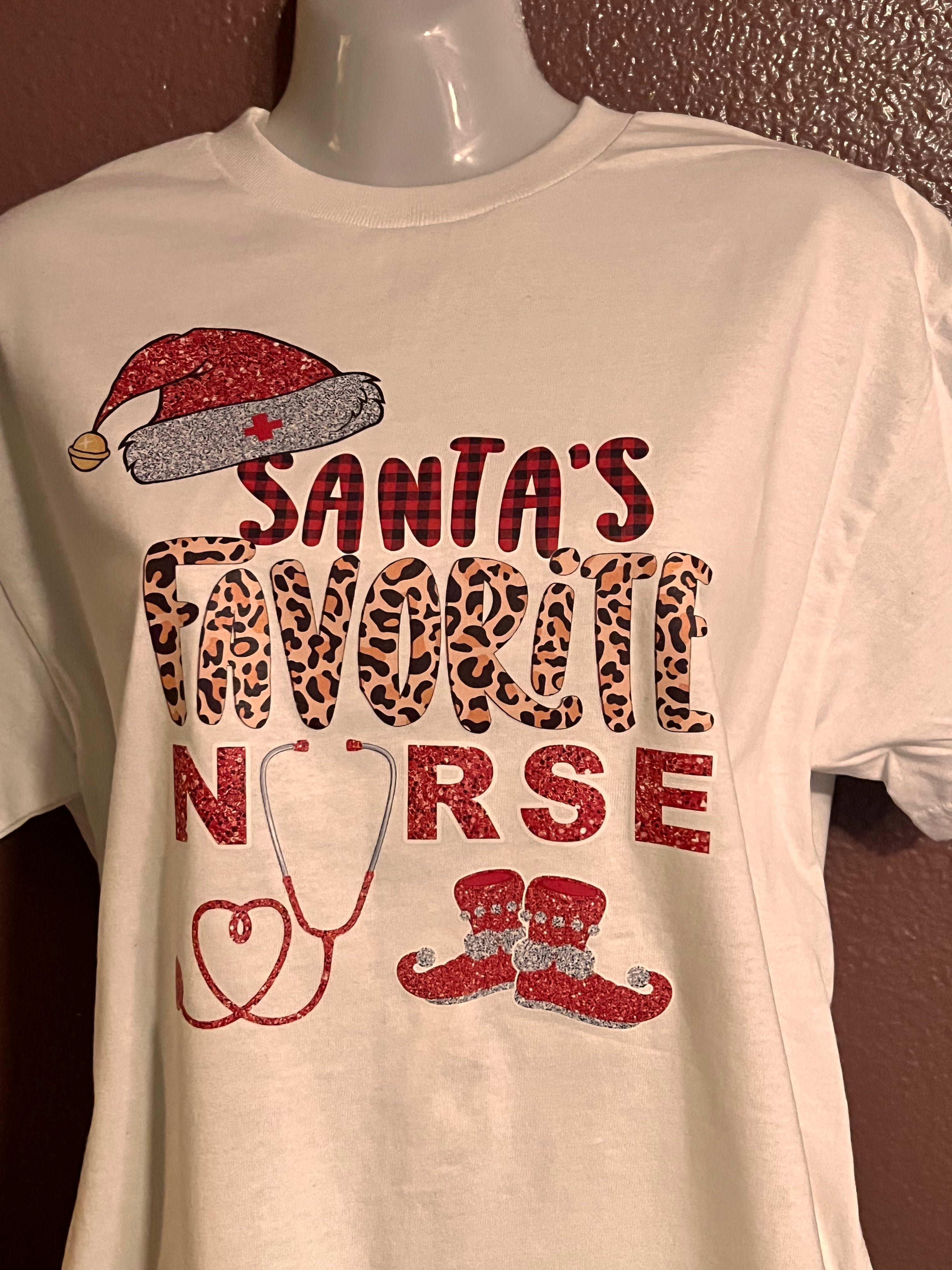 T-Shirt with Santa’s Favorite Nurse Design