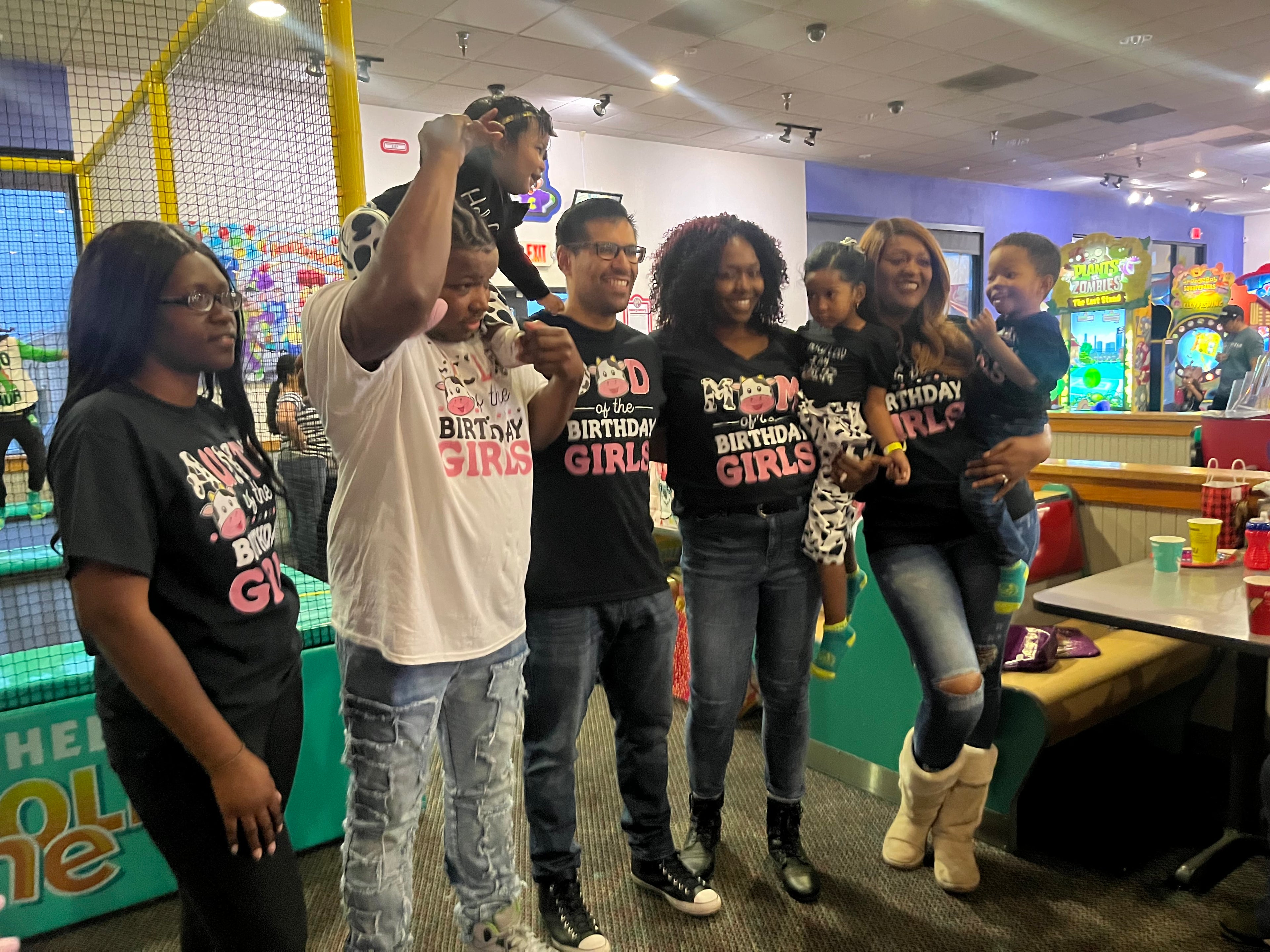 T-Shirt with “Uncle of the Birthday Girls” Cow Design