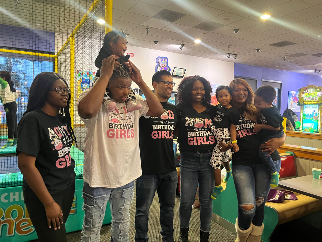 T-Shirt with “Uncle of the Birthday Girls” Cow Design