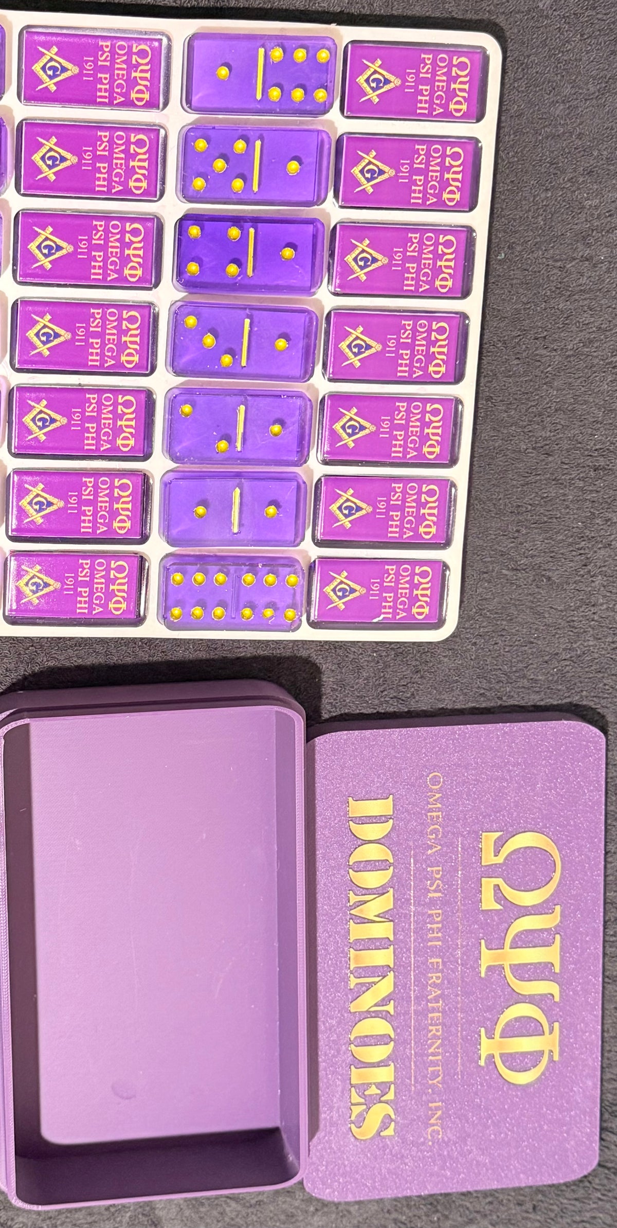 Custom Greek-Letter Resin Domino Set – Personalized Game