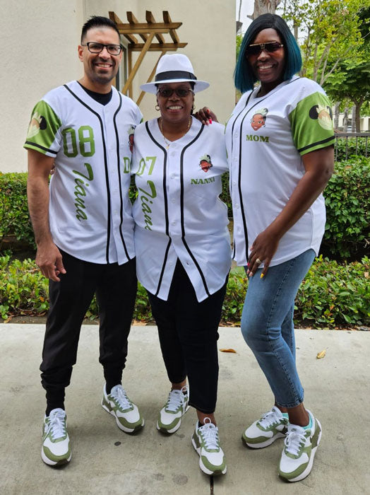 Baseball Button Down Jersey with Custom Princess Tiana Design