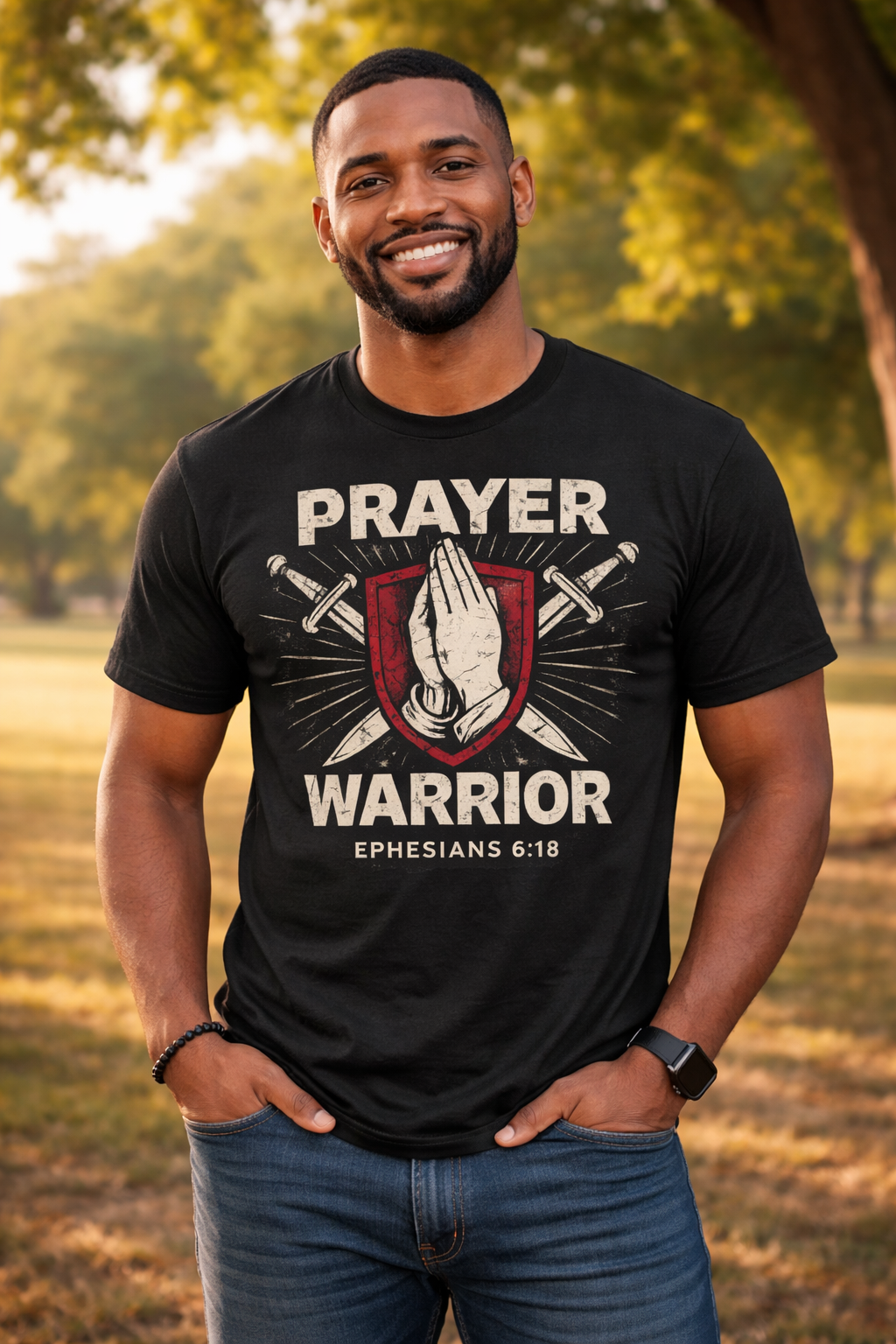 Prayer Warrior Christian T-Shirt – Ephesians 6:18