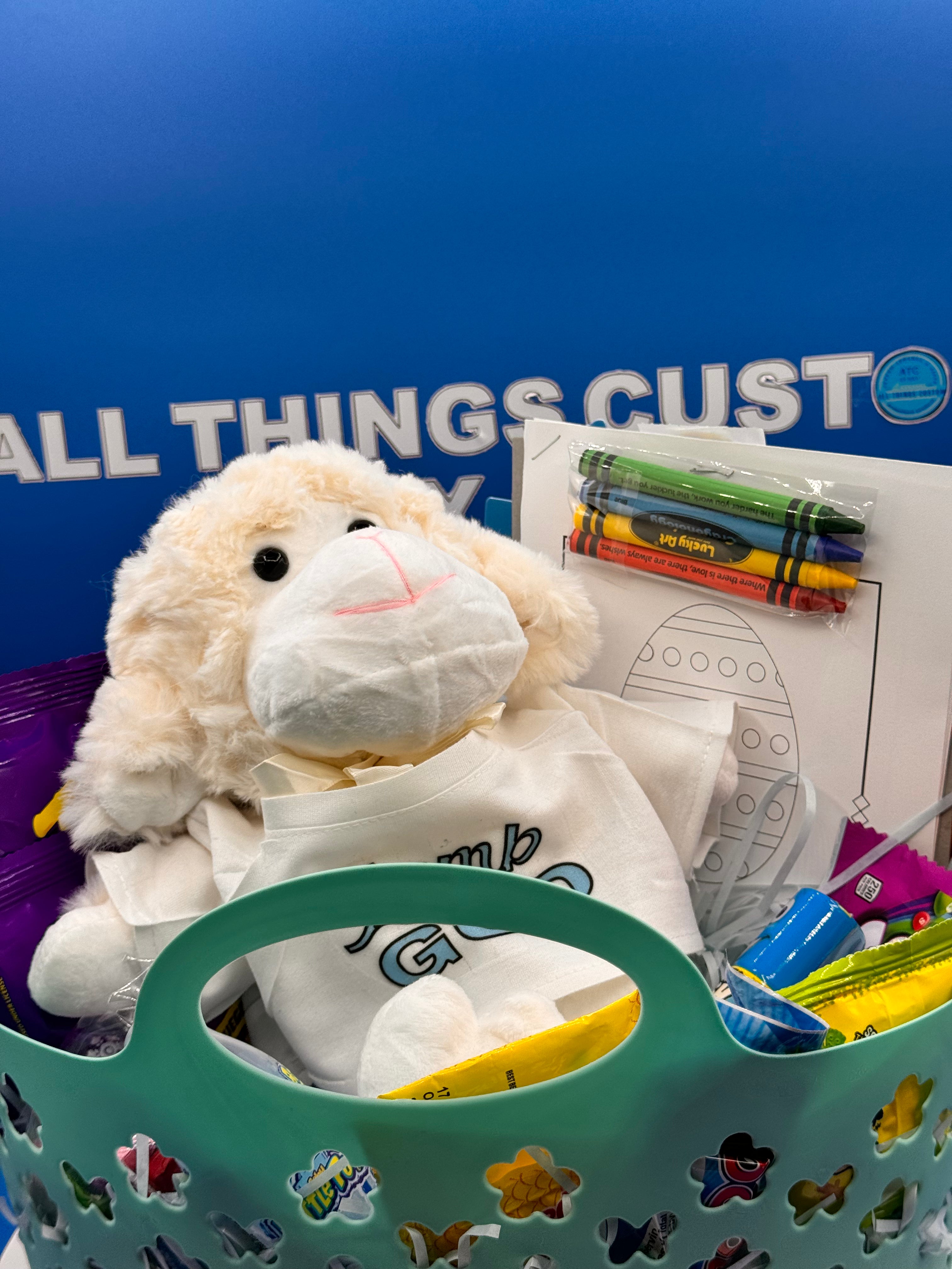 Faith-Filled Easter Basket with Plush Lamb | “Lamb of God” Easter Gift Set