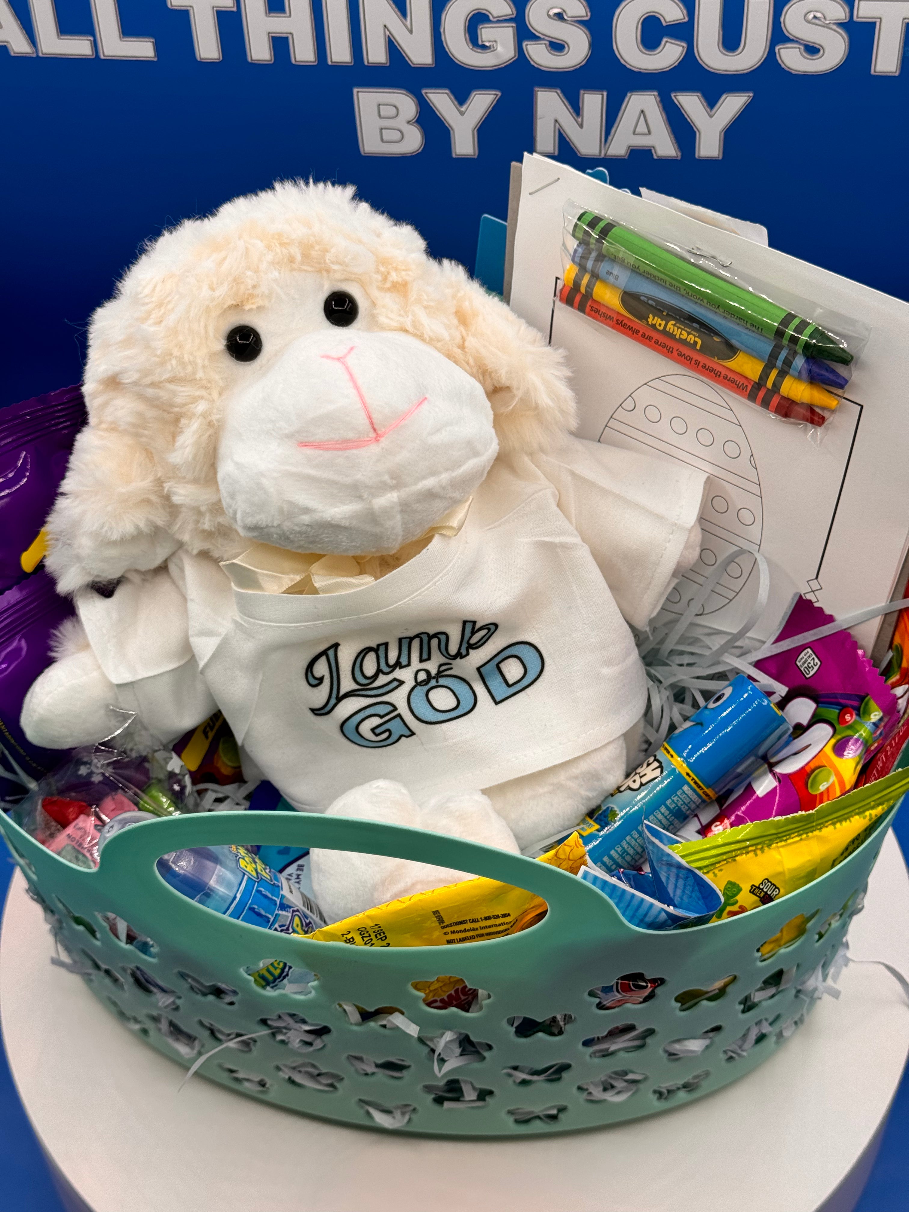 Faith-Filled Easter Basket with Plush Lamb | “Lamb of God” Easter Gift Set