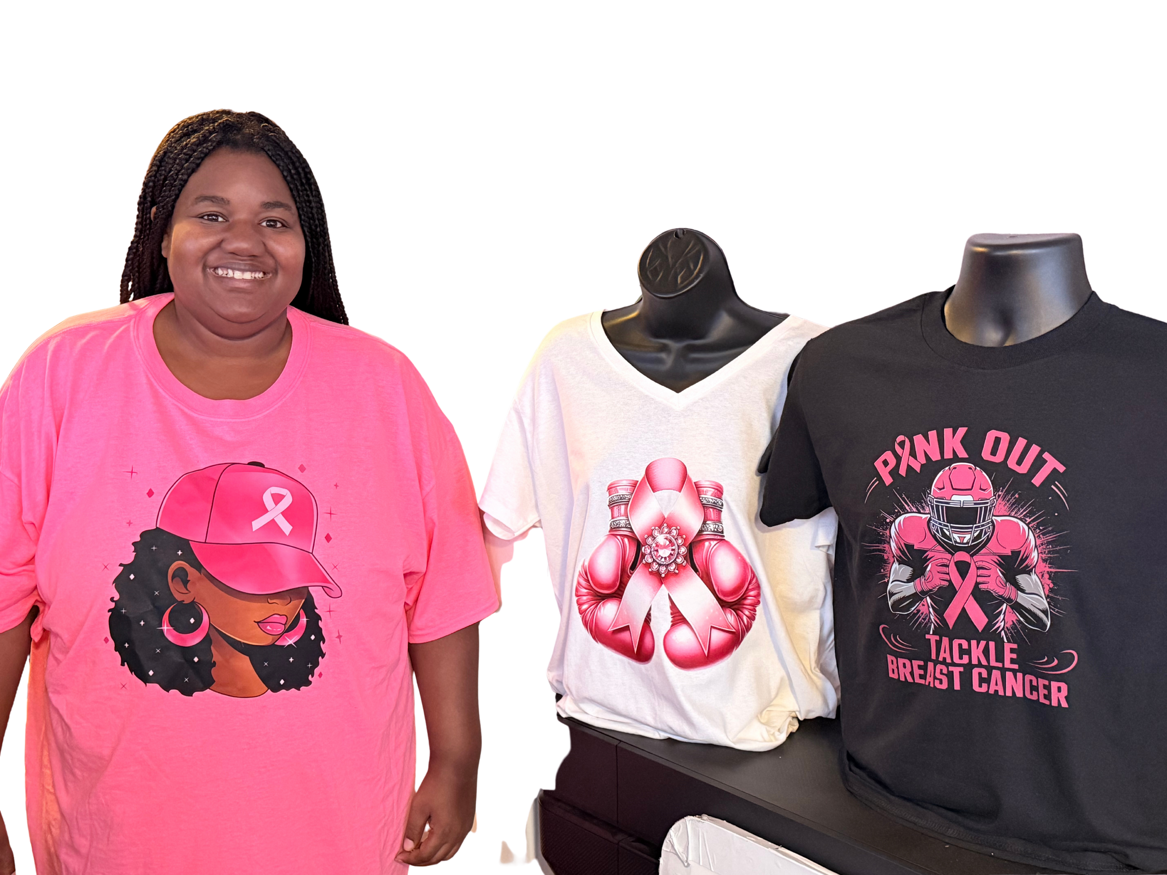 Breast Cancer Awareness T-Shirt – Pink Ribbon Afro Diva