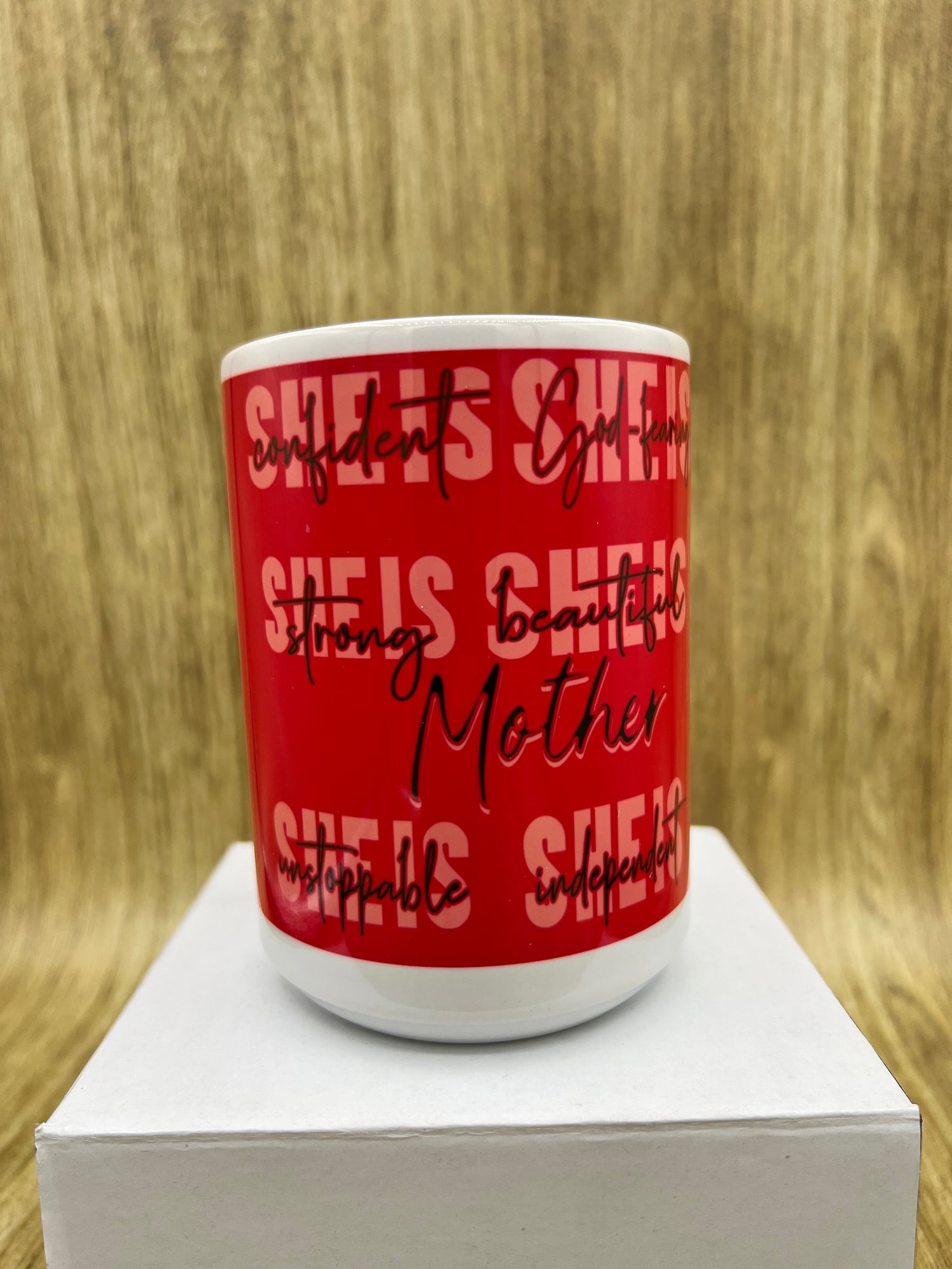 Mug with "She Is” Graphic