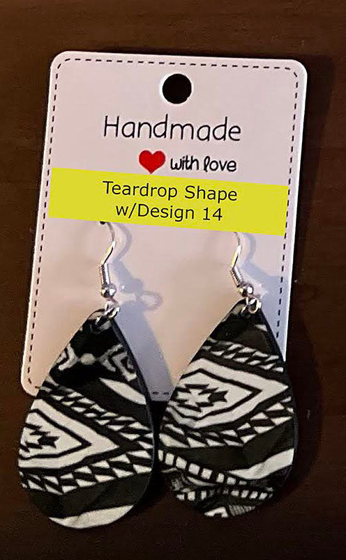 Teardrop Shape with Design 14 Customized earrings