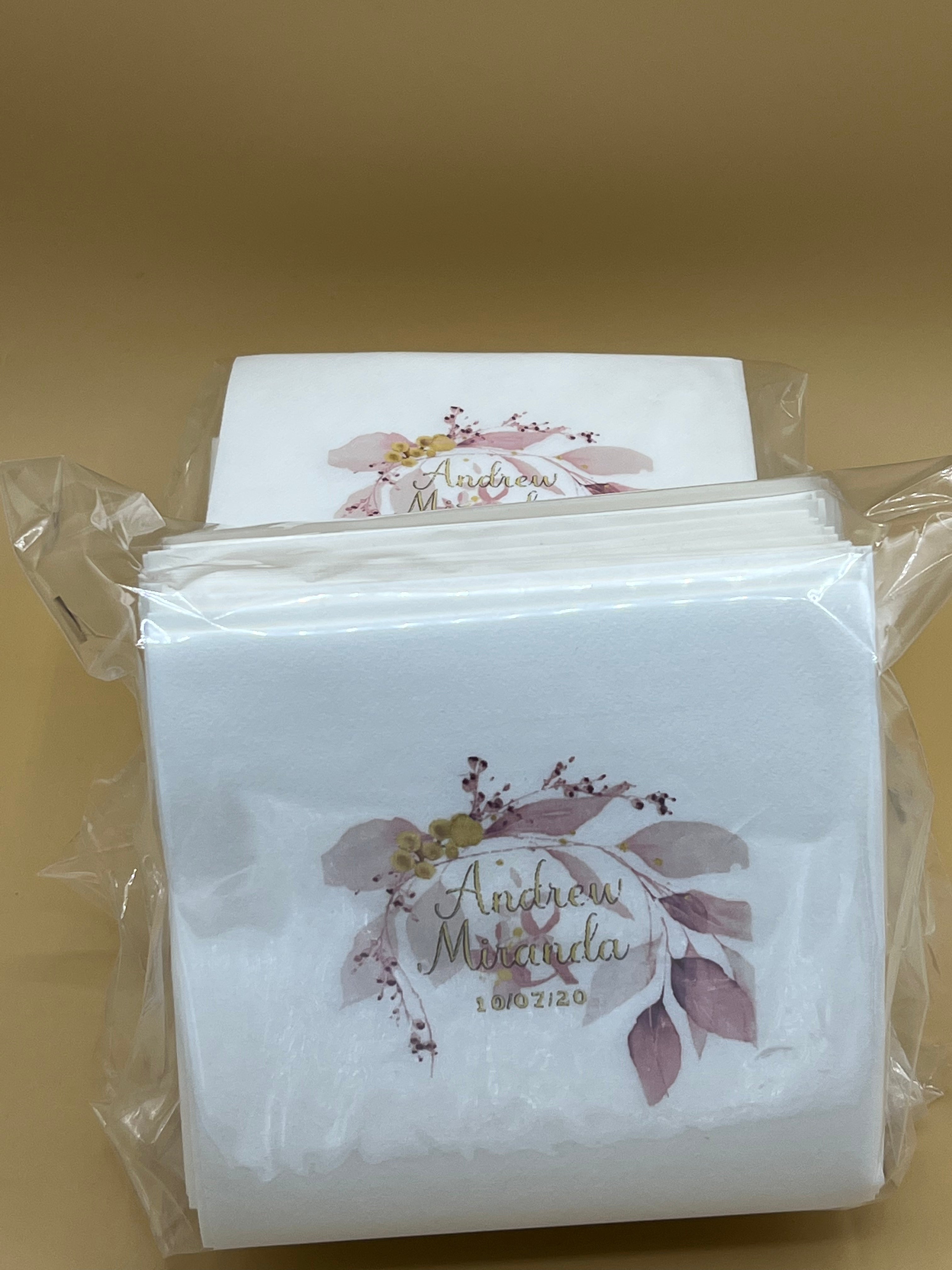 Linen-Feel Napkins with Design for Wedding