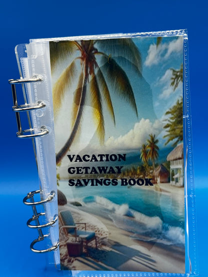 Vacation Savings Notebook with plastic pocket inserts