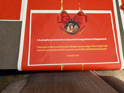 “Jesus Is the Reason for the Season” Premium Canvas Table Runner &amp; Story Placemat Set