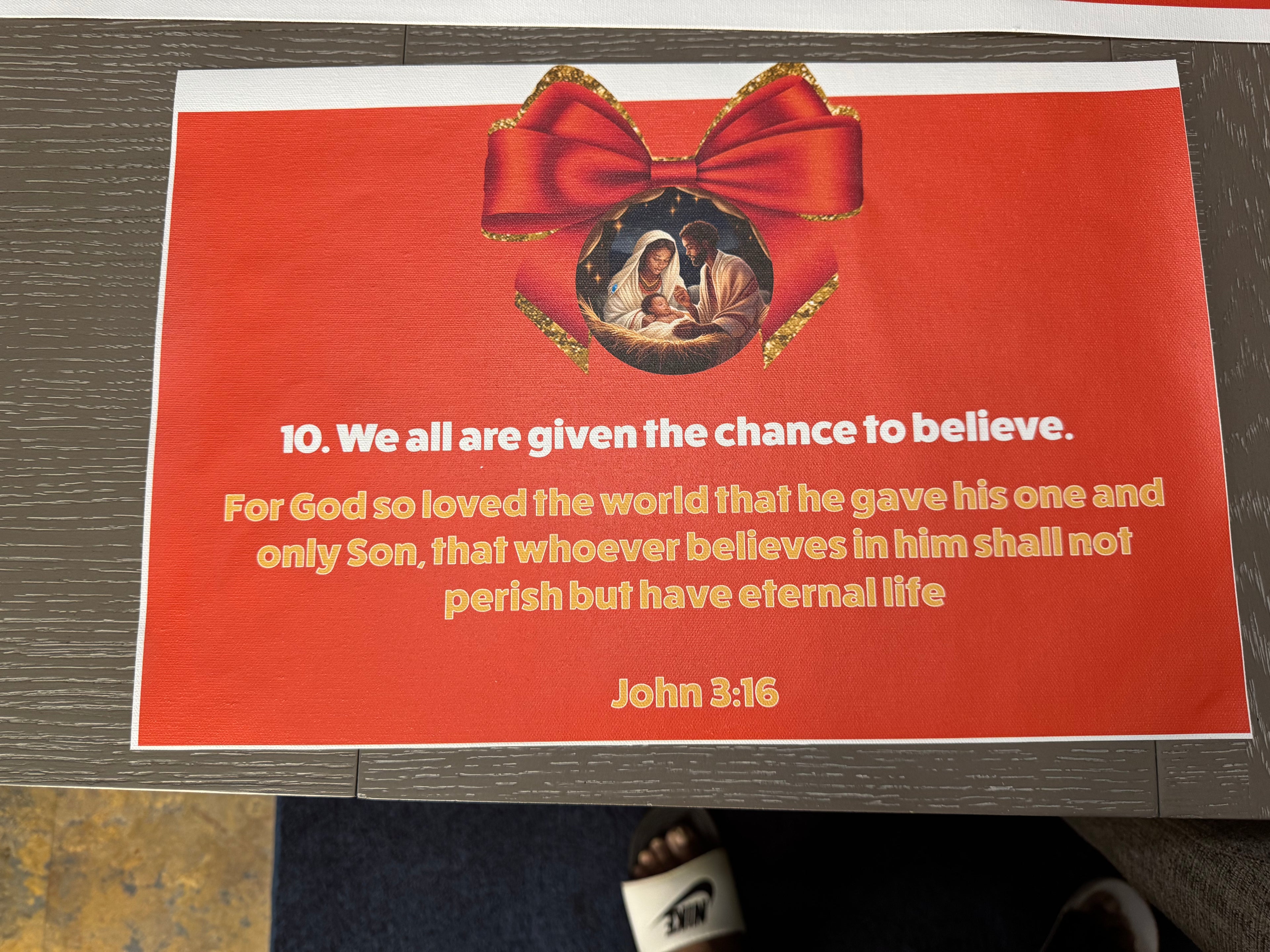 “Jesus Is the Reason for the Season” Premium Canvas Table Runner &amp; Story Placemat Set