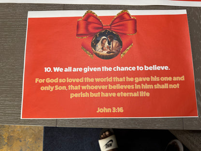 “Jesus Is the Reason for the Season” Premium Canvas Table Runner &amp; Story Placemat Set