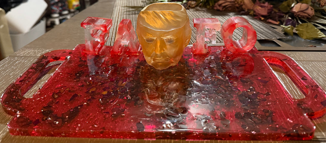 Trump Resin Planter &amp; Tray – Limited Edition Political Décor