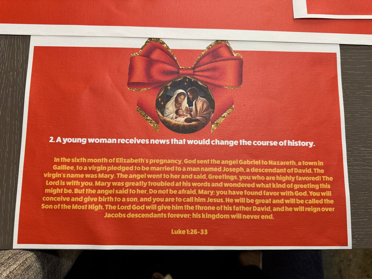 “Jesus Is the Reason for the Season” Premium Canvas Table Runner &amp; Story Placemat Set