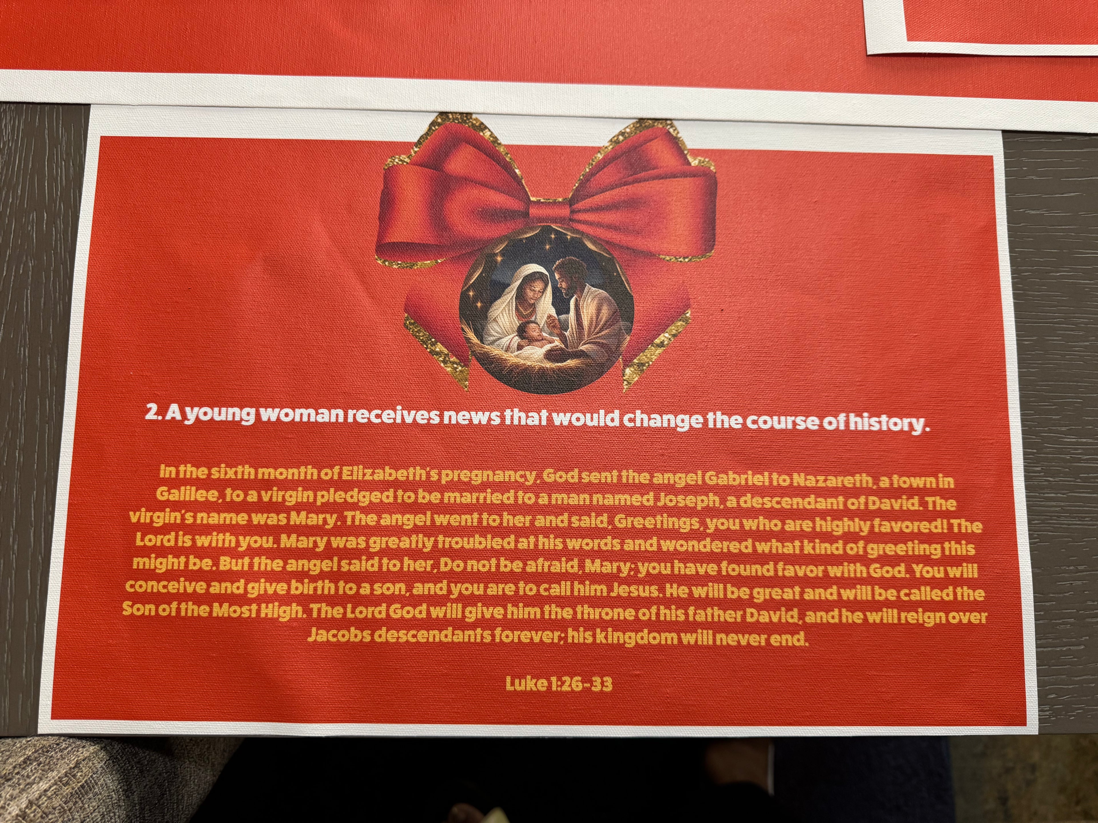 “Jesus Is the Reason for the Season” Premium Canvas Table Runner &amp; Story Placemat Set