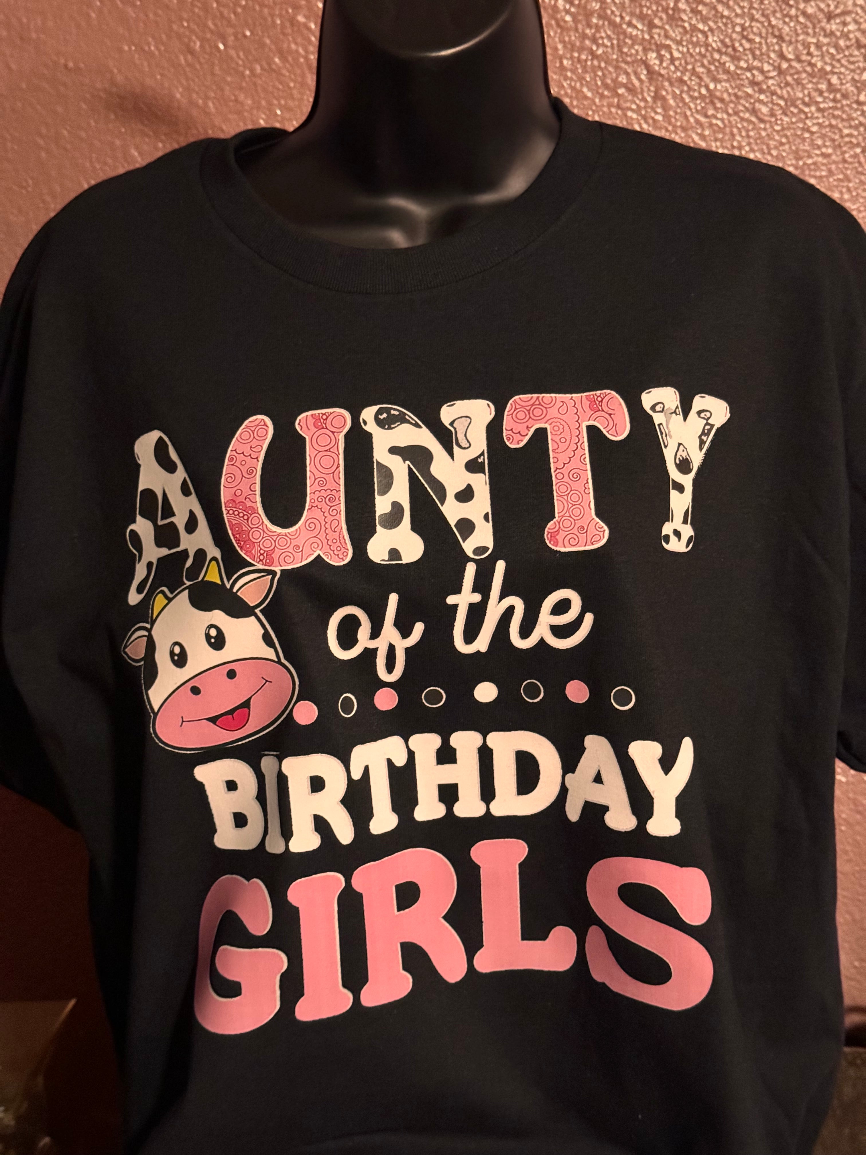 T-Shirt with Aunty of the Birthday Cow Design