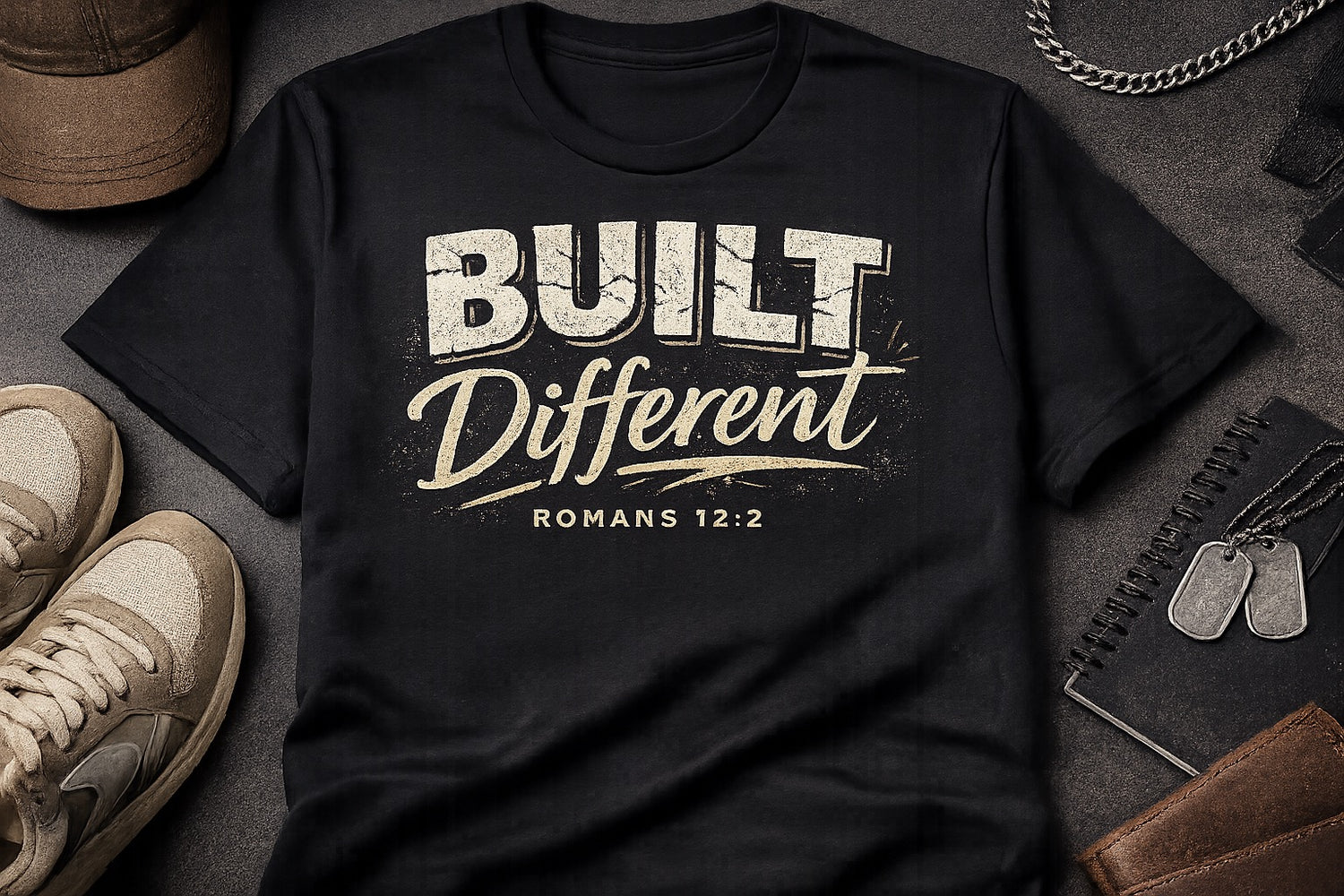 Built Different Christian T-Shirt – Romans 12:2 Faith Statement Tee