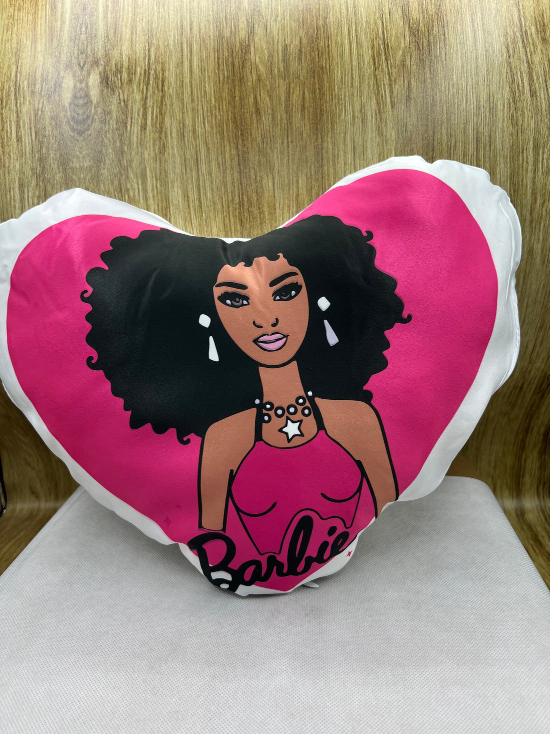 Black Barbie Heart Shaped Pillow