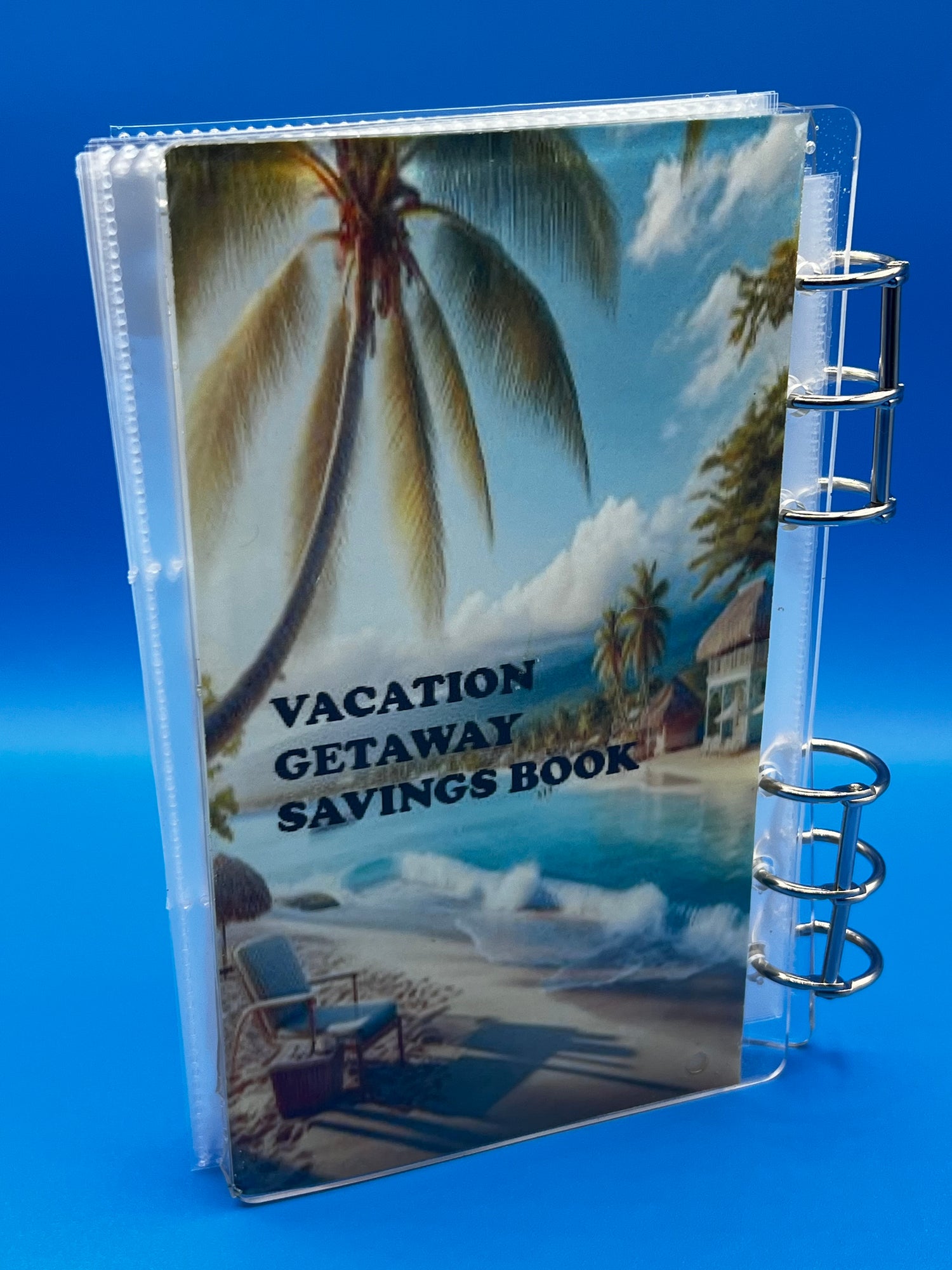 Vacation Savings Notebook with plastic pocket inserts