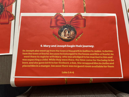 “Jesus Is the Reason for the Season” Premium Canvas Table Runner &amp; Story Placemat Set