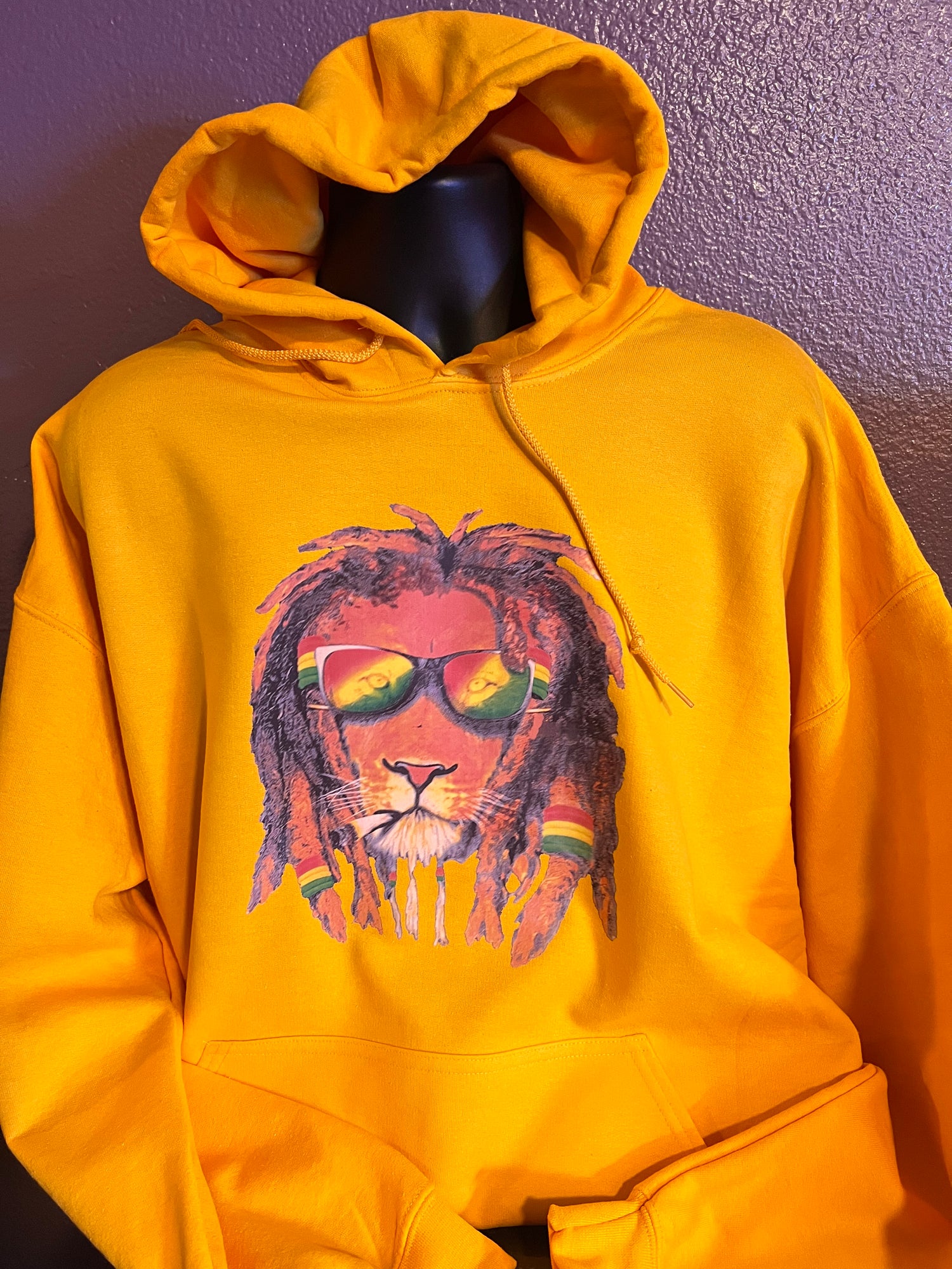 Hoodie with Rasta Lion Design