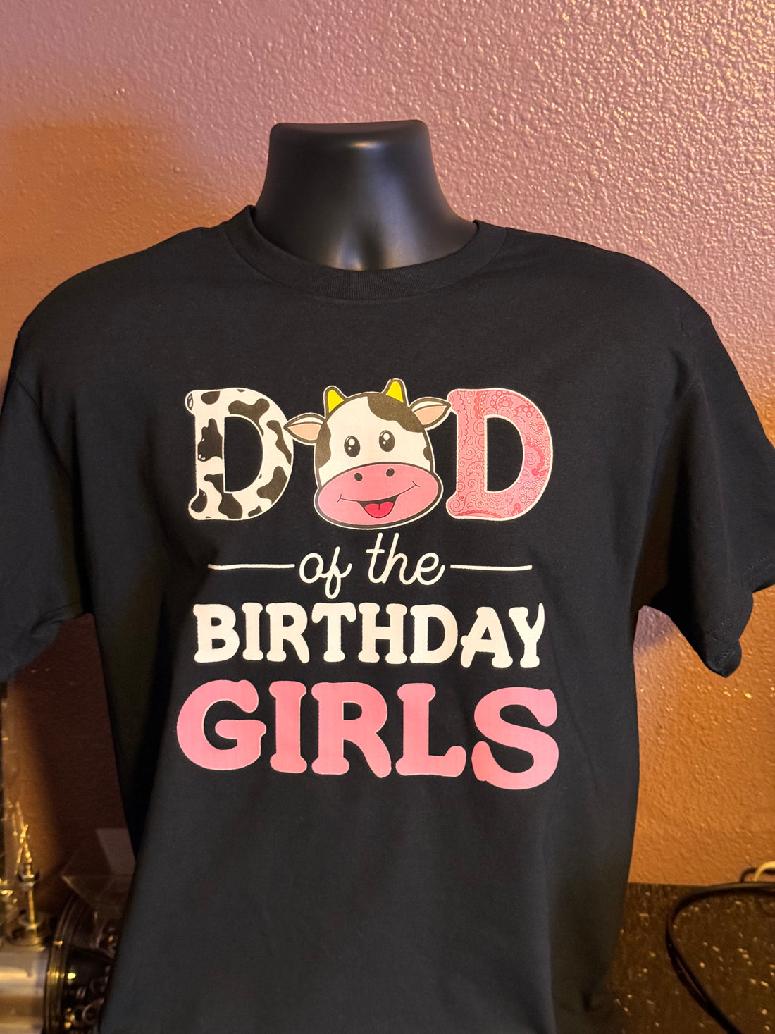 T-Shirt with Dad of the Birthday Girls Cow Design