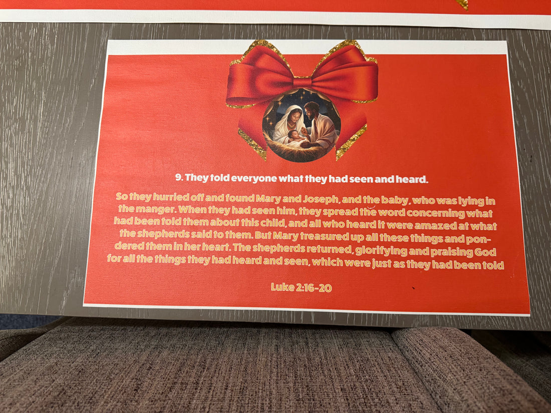 “Jesus Is the Reason for the Season” Premium Canvas Table Runner &amp; Story Placemat Set