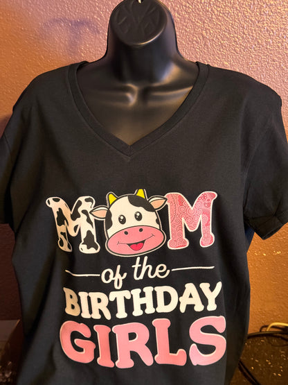 T-Shirt with Mom of the Birthday Girls Cow Design