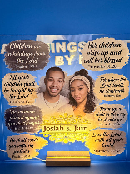 12x12 Custom Acrylic Plaque with LED Base | Personalized Photo Gift for Mom | Christian Mother’s Day Light-Up Decor