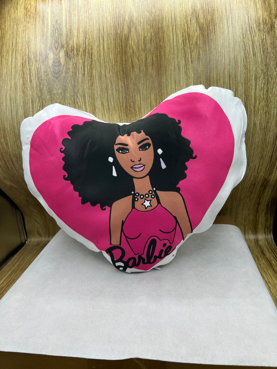 Black Barbie Heart Shaped Pillow