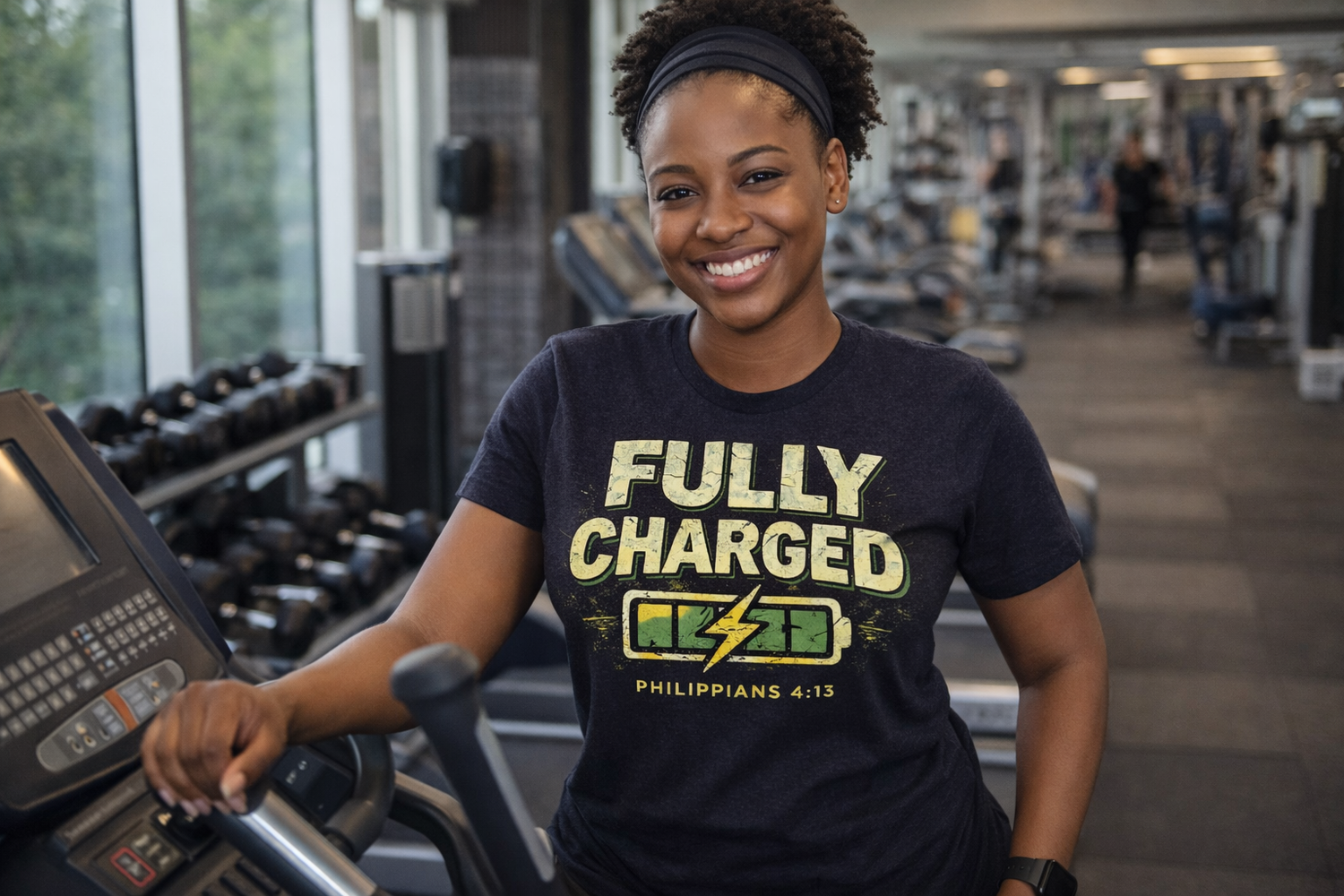 Fully Charged Faith T-Shirt – Philippians 4:13 Christian Motivation Tee