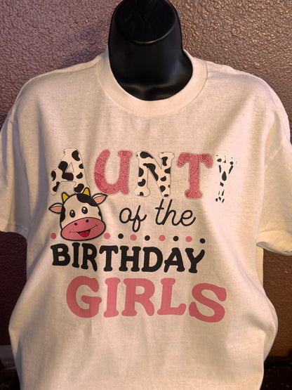 T-Shirt with Aunty of the Birthday Cow Design