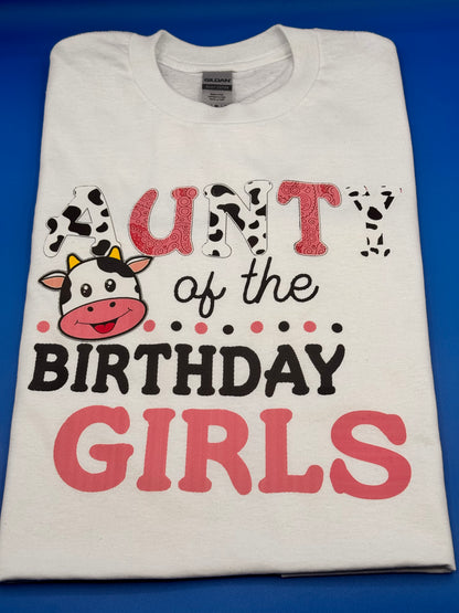 T-Shirt with Aunty of the Birthday Cow Design