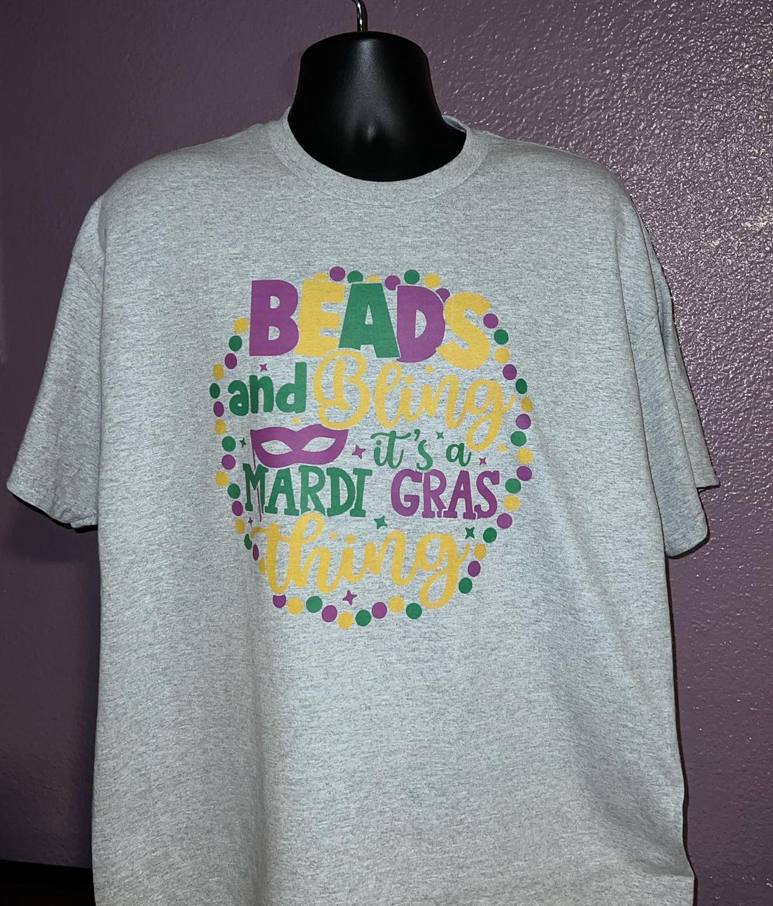 T-Shirt with Beads and Bling It’s Mardi Gras
