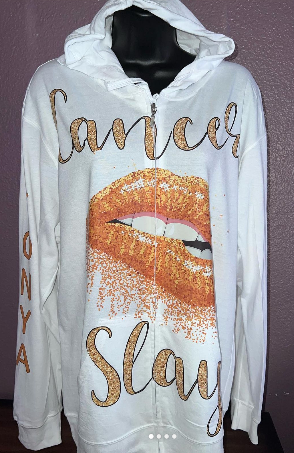 Summer Zippered Hoodie with Cancer Design