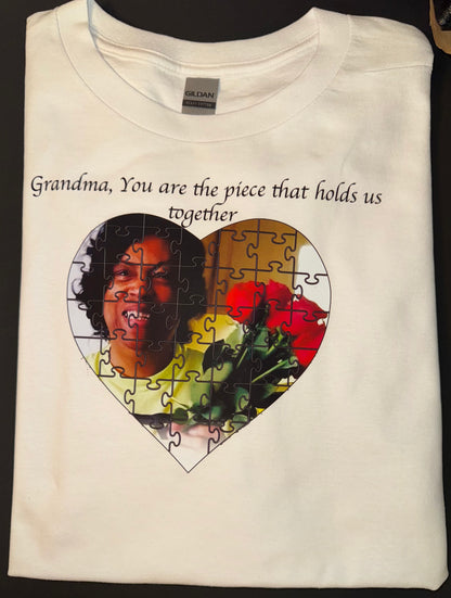 Custom T-Shirt With “Mom You’re The Piece That Holds us together” Design