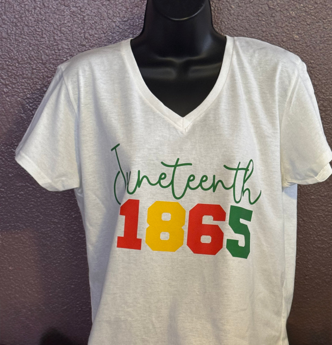 Juneteenth 1865 t-shirt with red, yellow, and green numbers