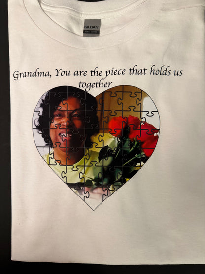 Custom T-Shirt With “Mom You’re The Piece That Holds us together” Design