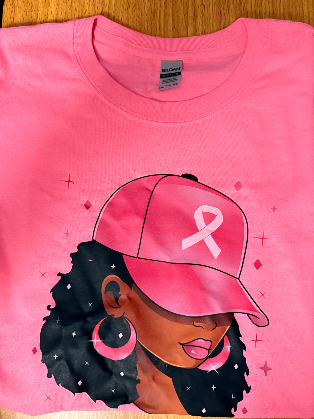 Breast Cancer Awareness T-Shirt – Pink Ribbon Afro Diva