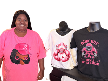 Breast Cancer Awareness T-Shirt – Pink Ribbon Afro Diva