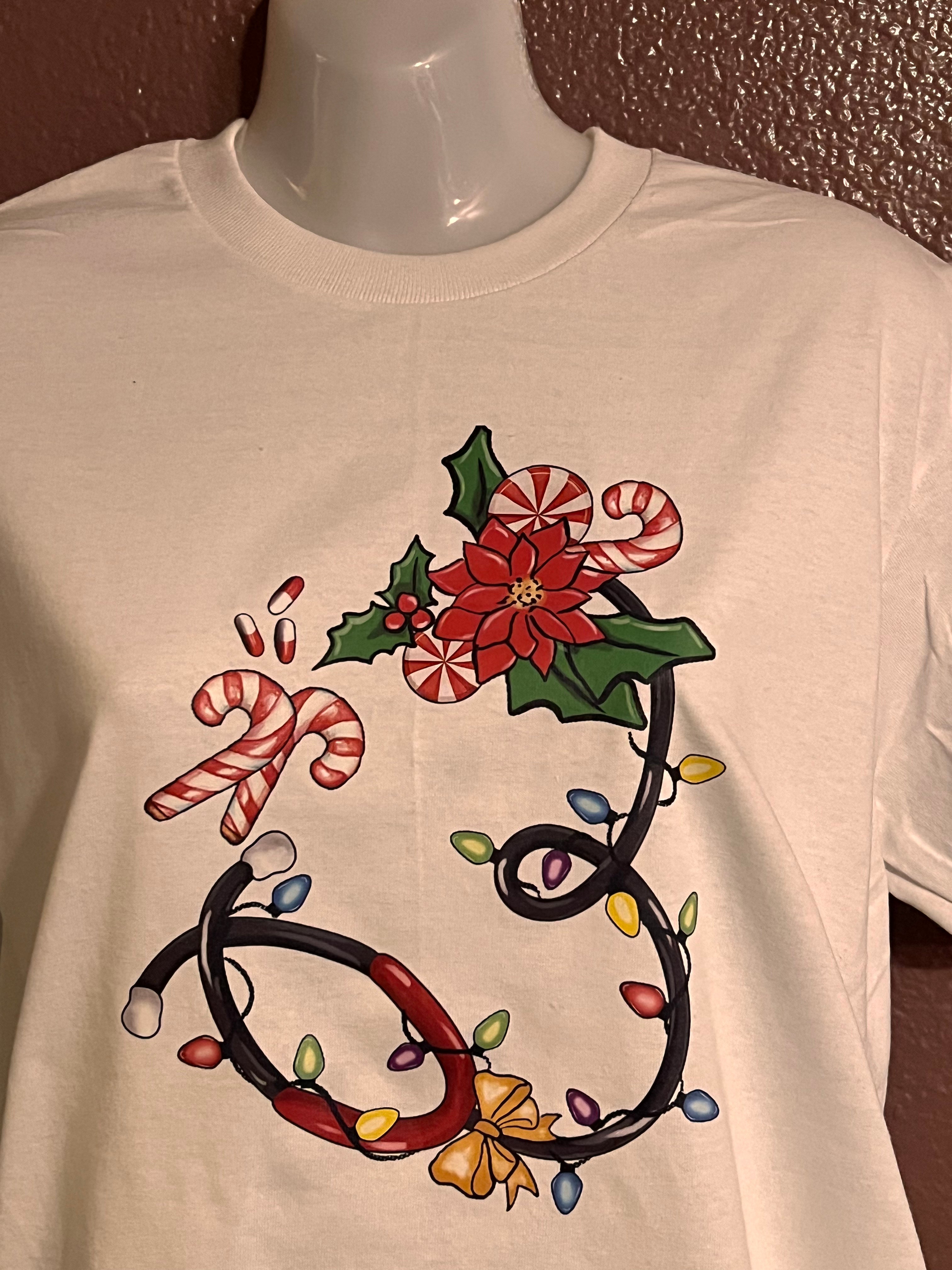 T-Shirt with festive Christmas stethoscope Design
