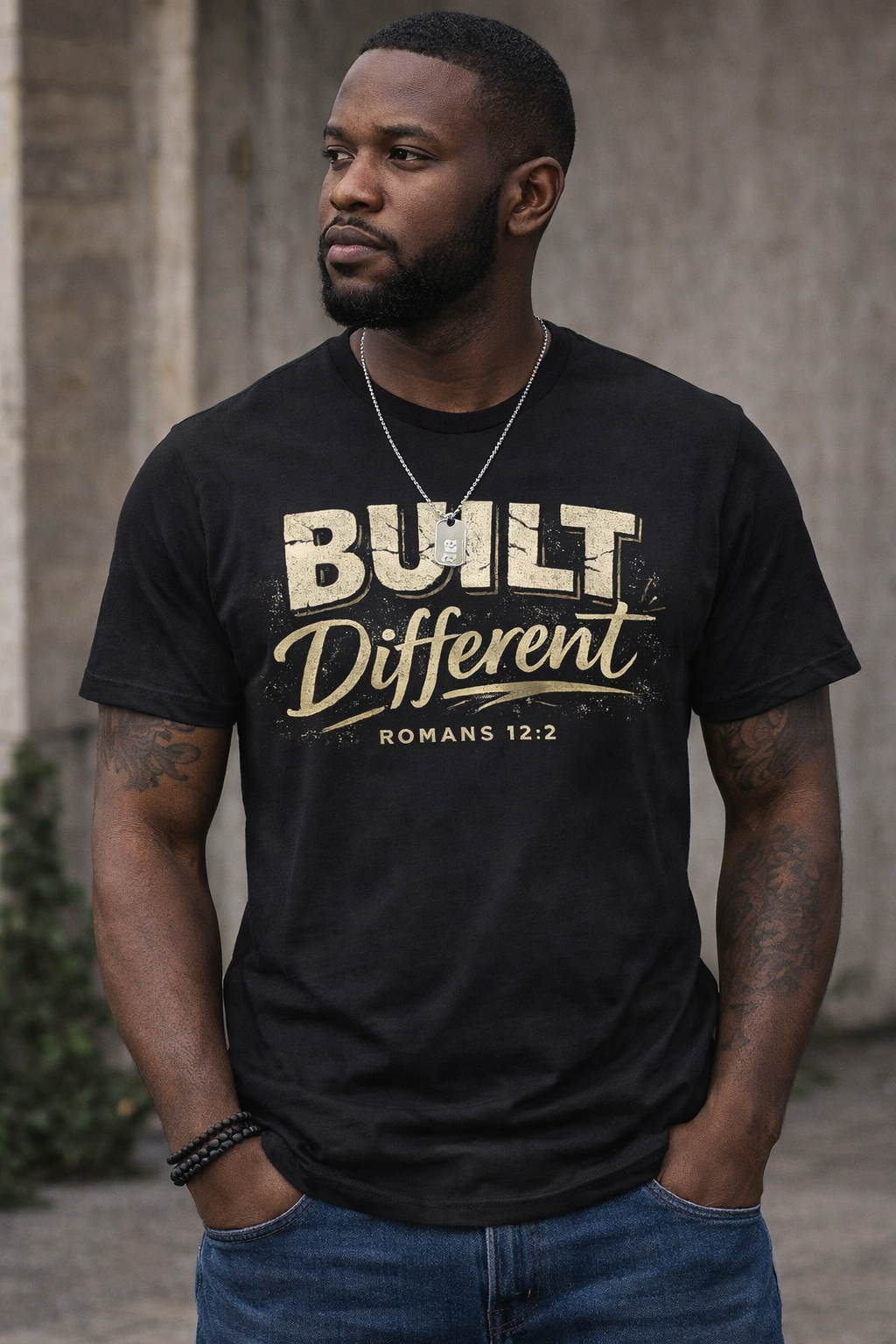 Built Different Christian T-Shirt – Romans 12:2 Faith Statement Tee