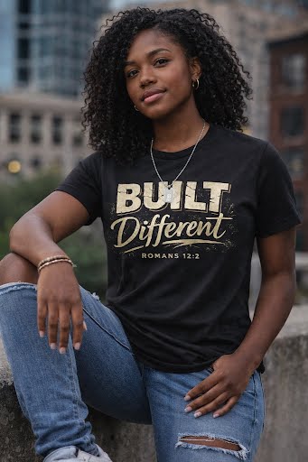 Built Different Christian T-Shirt – Romans 12:2 Faith Statement Tee