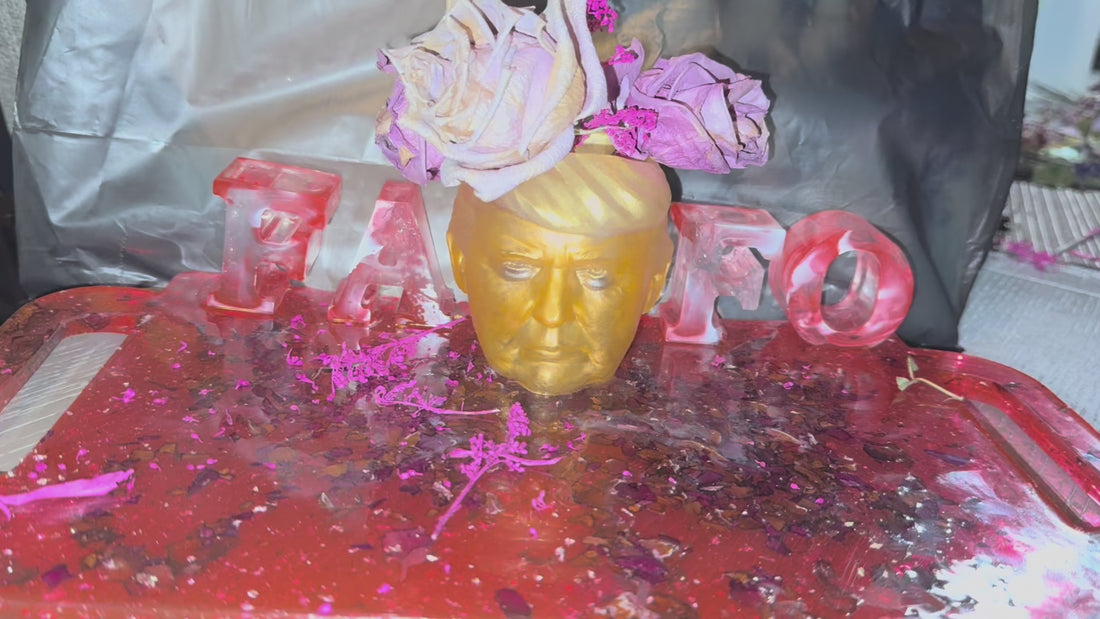 Trump Resin Planter &amp; Tray – Limited Edition Political Décor