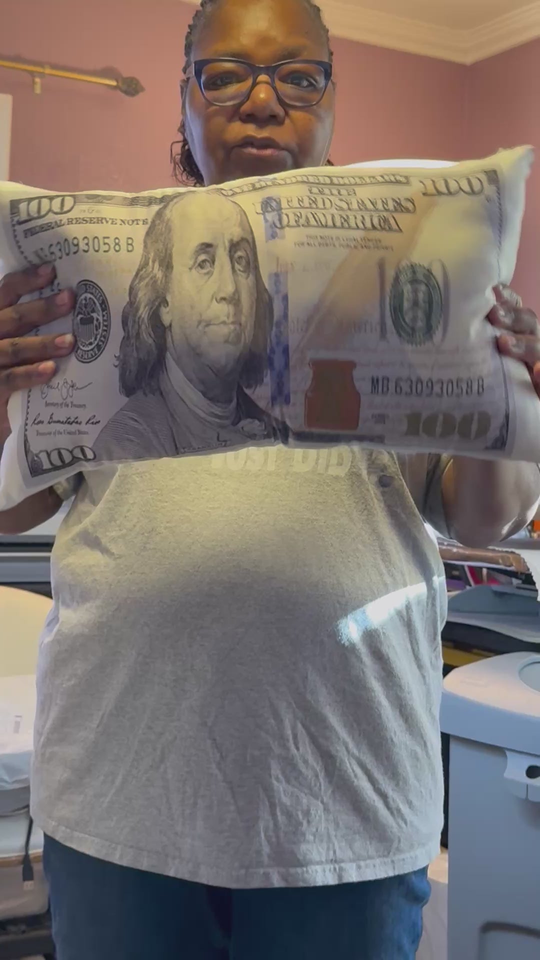 $100 Dollar Bill Pillow