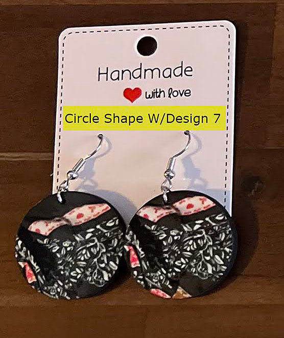 Circle Shape with Design 7 Customized earrings