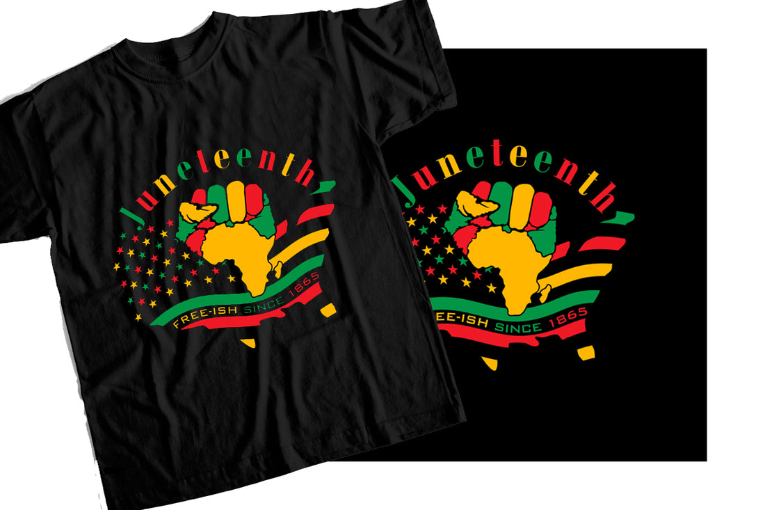 T-Shirt with Juneteenth Map/Fist Graphic Design
