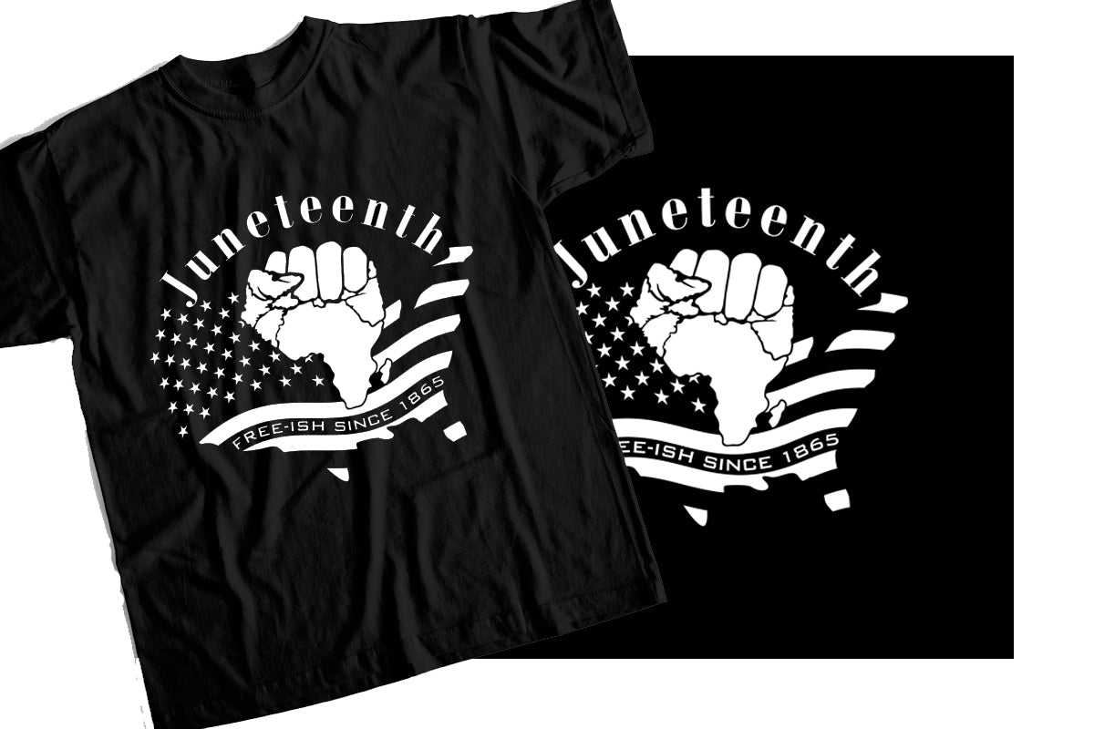 T-Shirt with Juneteenth Map/Fist Graphic Design