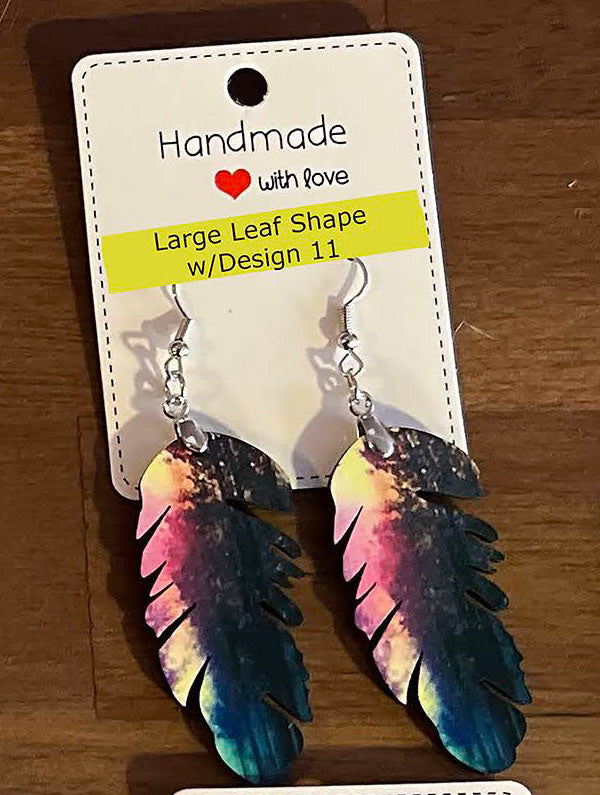 Large Leaf Shape with Design 11 Customized earrings